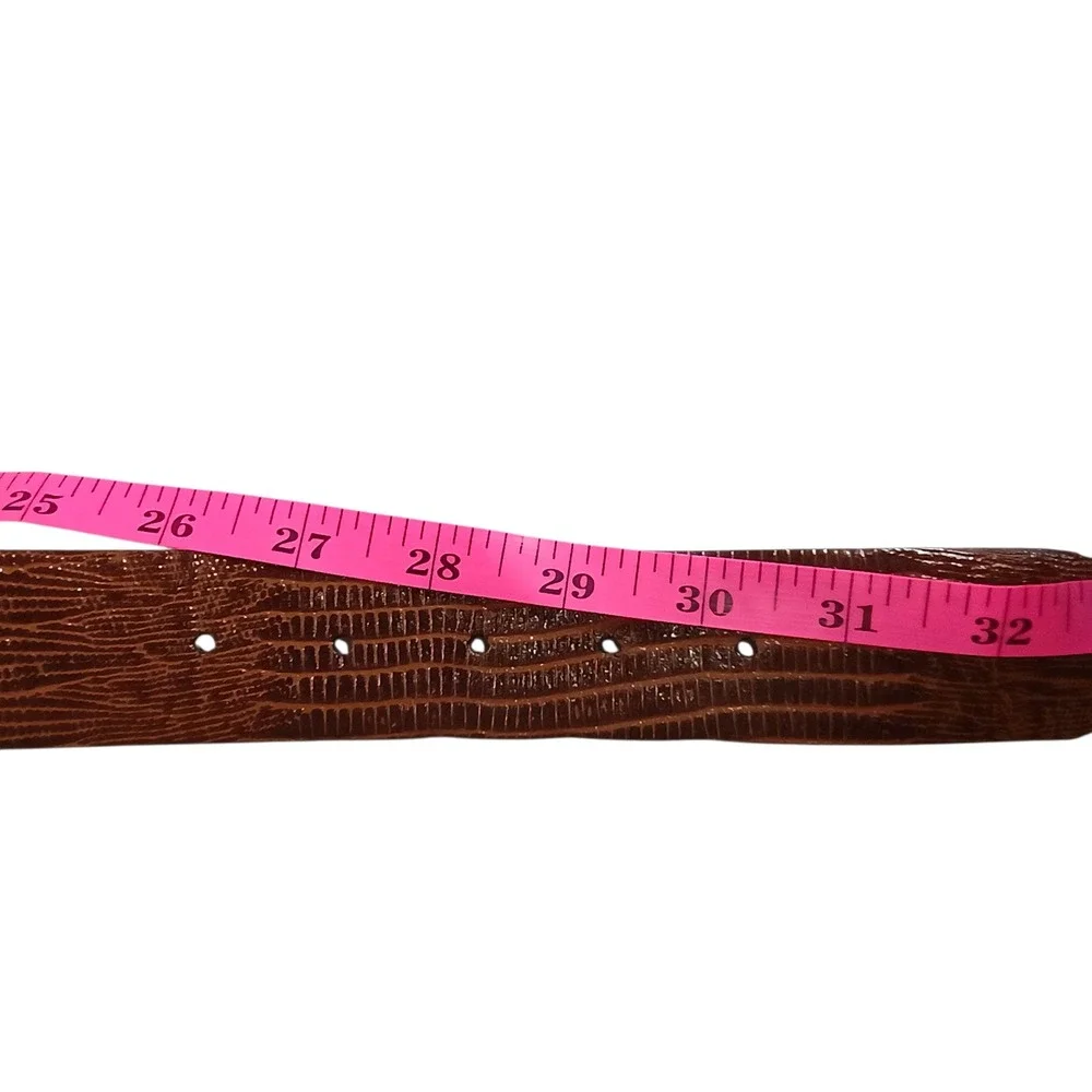 Catherine Delaunay Leather Belt Brown Lizard Embossed USA Medium‎ Vintage 90s